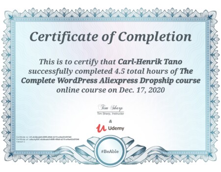 The Complete WordPress Alliexpress Dropshiop cource